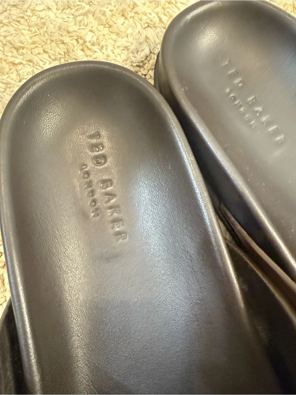 Ted Baker London Dark Brown Crisscross Leather Slide Sandals